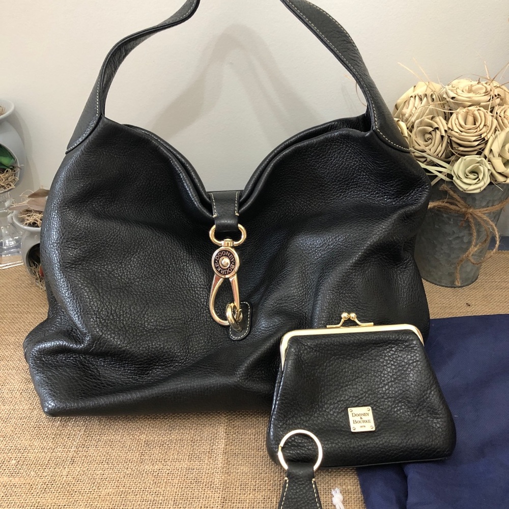 Black logo latch Dooney & Bourke purse with wallet